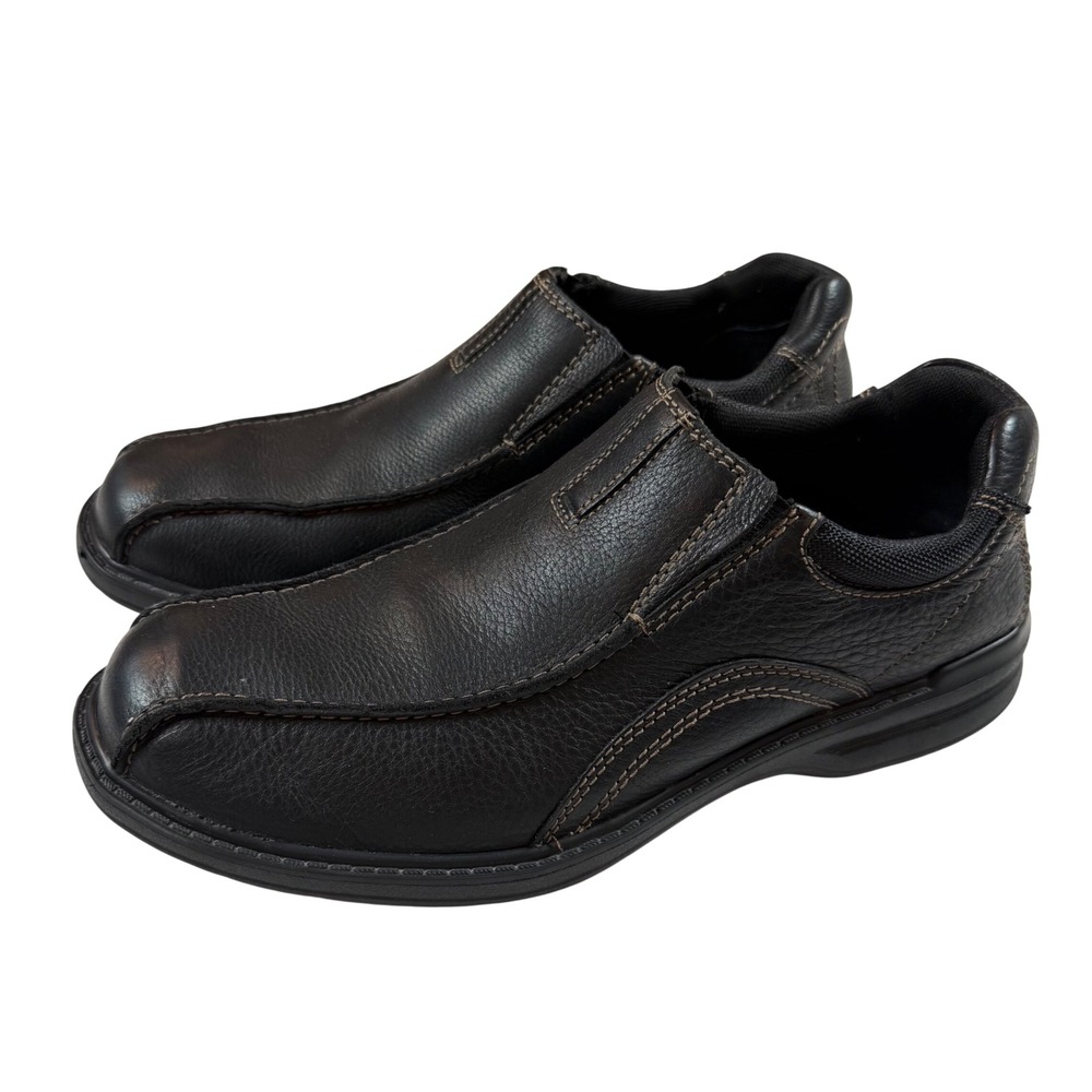 Clarks Sherwin Time Mens Black Leather Slip On Loafer Square Toe 26103264 Sz 11M